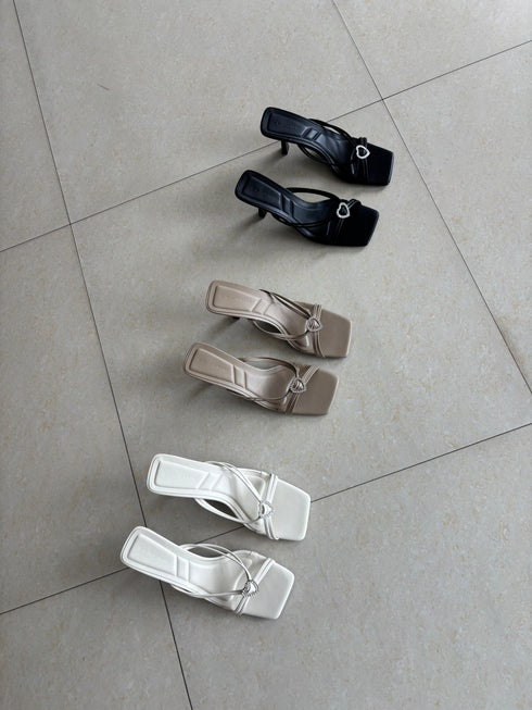 Women Square Open Toe Slid On Heel
